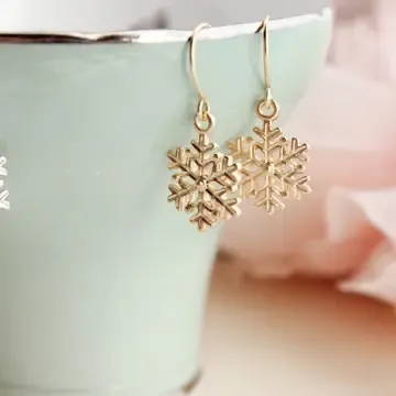 Snowflake Earrings Assorted, Colour: Gold