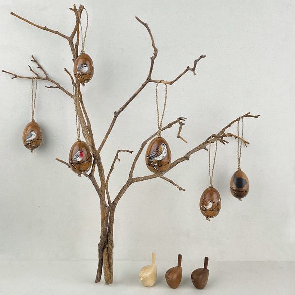 Painted Wooden Egg Ornament Assorted
