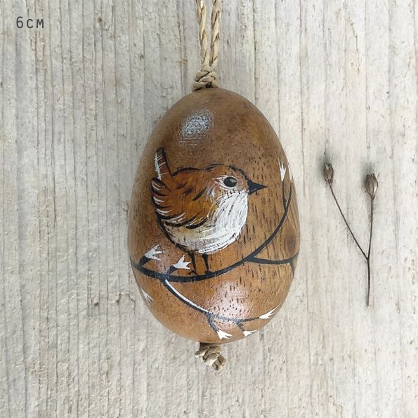 Painted Wooden Egg Ornament Assorted