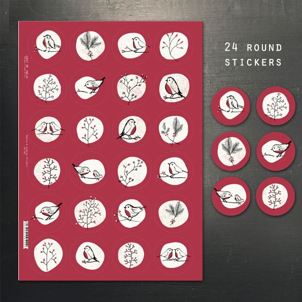 East Of India Sticker Sheet Assorted, CHARACTER: Robins &amp; Rosehips