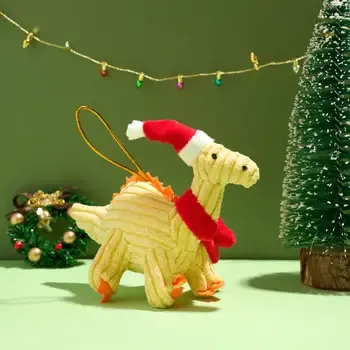Knitted Plush Ornaments Assorted, ANIMALS: Dino Yellow