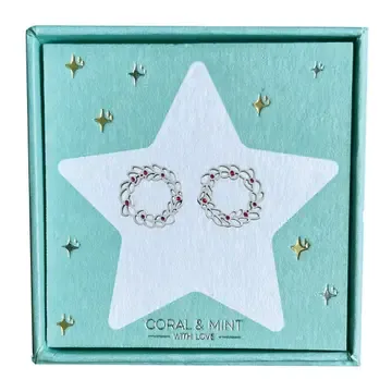 Silver Christmas Wreath Earrings