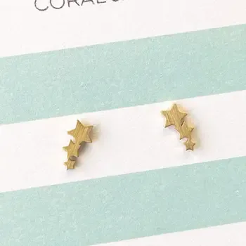 Gold Shooting Star Stud Earrings