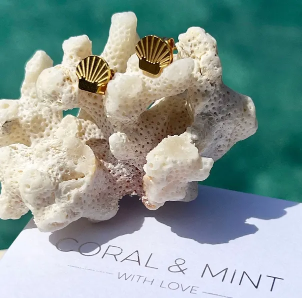 Gold Shell Stud Earrings