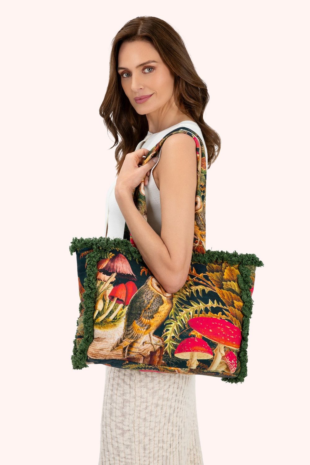 FRINGED TOTE BAGS ASST., STYLE/COLOUR: OWL