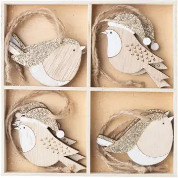 ASST WOODEN ORNAMENTS