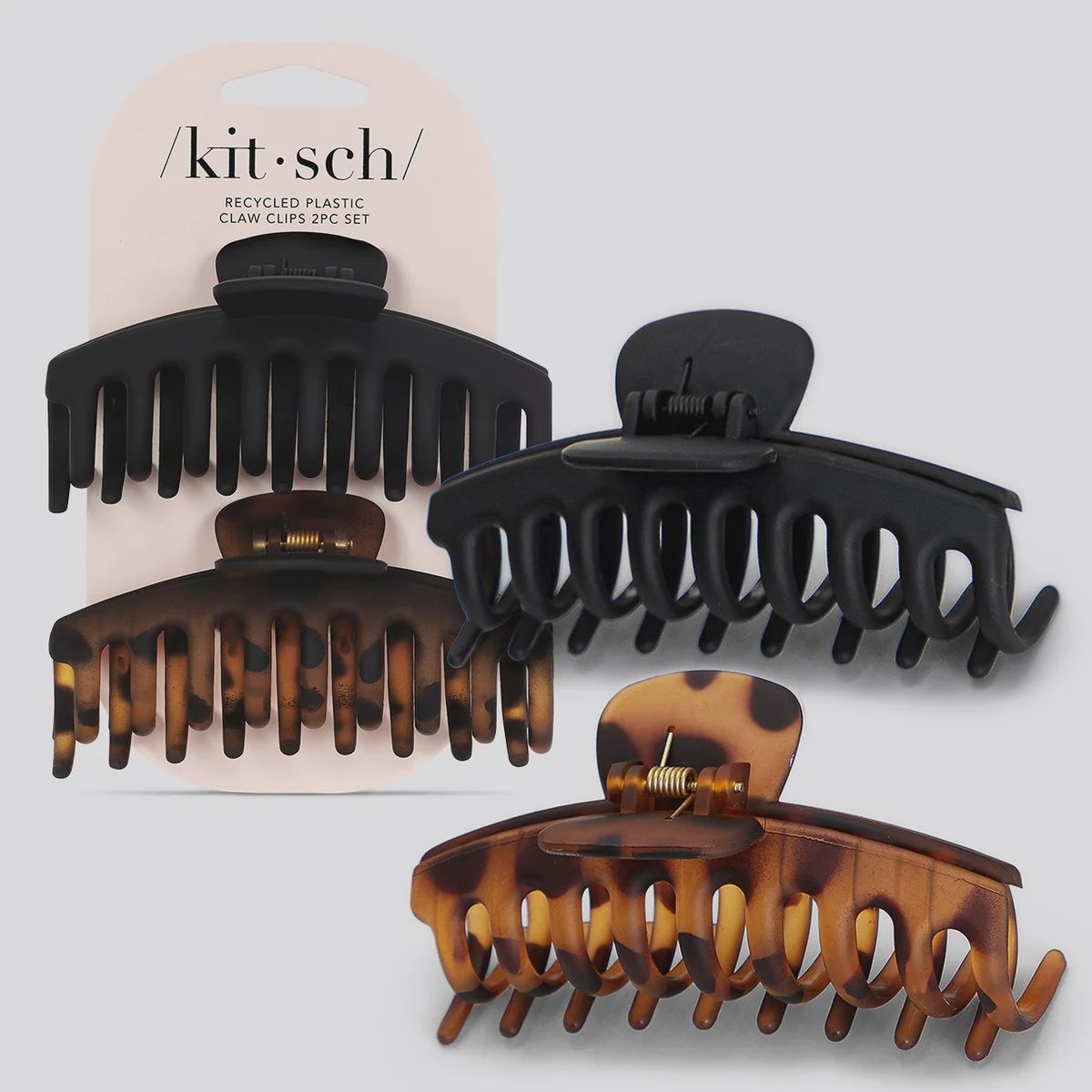Black &amp; Tort Matte Claw Clips 2pc - Oversized