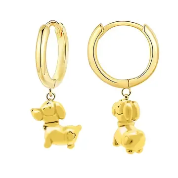 Stainless Steel Hoop Dog Earrings, Colour: Gold