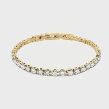 Stainless Steel Tennis Bracelet, Colour: Gold