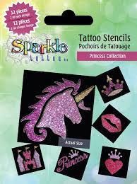 Sparkle Tattoo Stencil Collection Assorted, STYLE/COLOUR: Princess