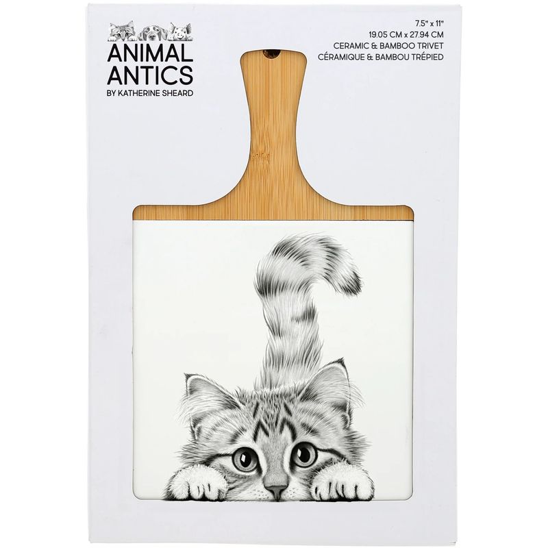 Animal Antics Tile And Bamboo Trivet Board