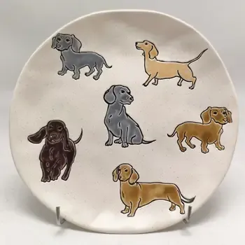 Weiner Dog Plate Cream 8"