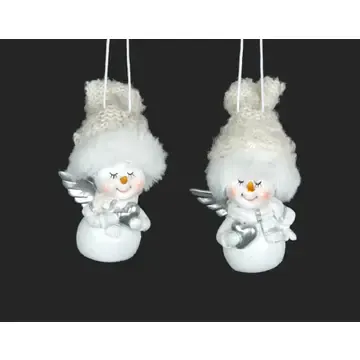 Christmas Snowman Ornament with Fluffy Hat