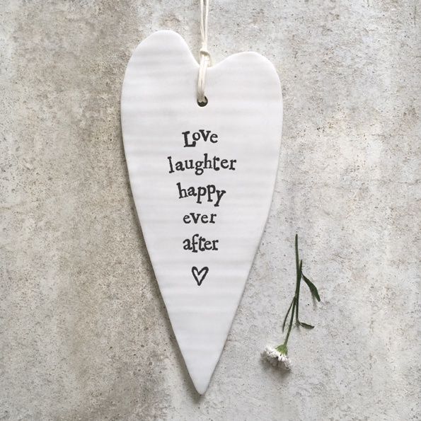 Long Porcelain Heart Ornament