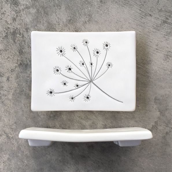 Porcelain Soap Tray Cow Parsley