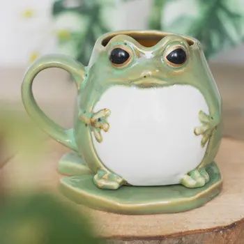 Frog Mug With Lily Pad Saucer