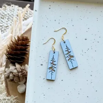 Peaceful Pine Glacier Wood Earrings