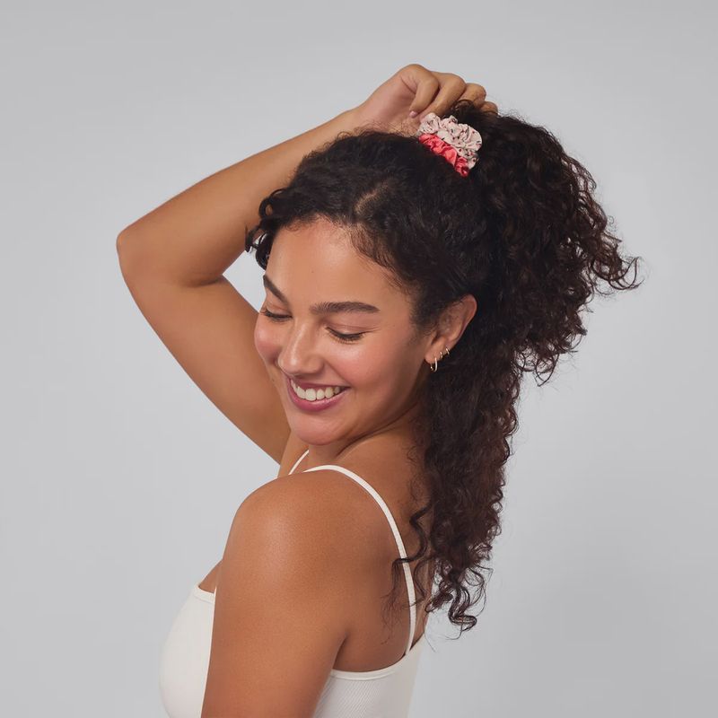 Cherry Blossom Ruched Satin Scrunchies 5pc