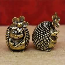Mini Brass Hedgehog With Flower