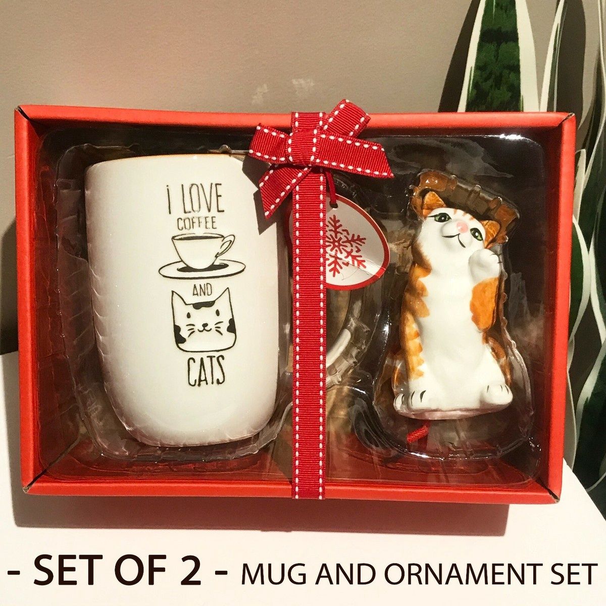 I Love Coffee And Cats Mug &amp; Ornament Set