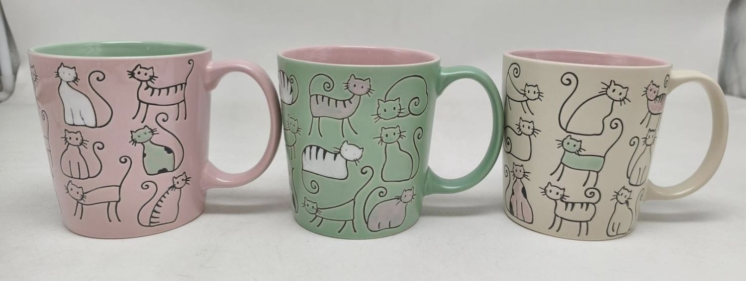 Pastel Purrfection Cat Mugs Assorted