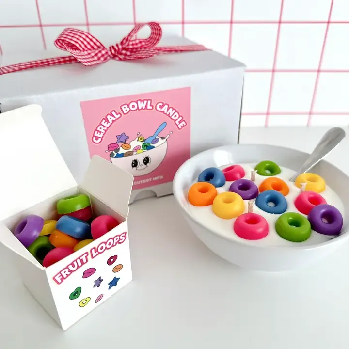 Cereal Bowl Fruit Loops Candle Large