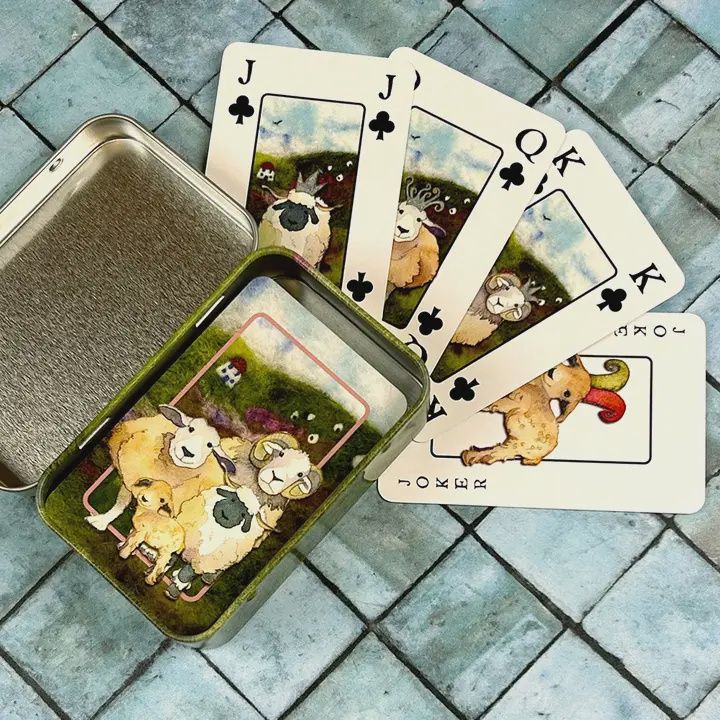 Felted Sheep Playing Cards In Tin