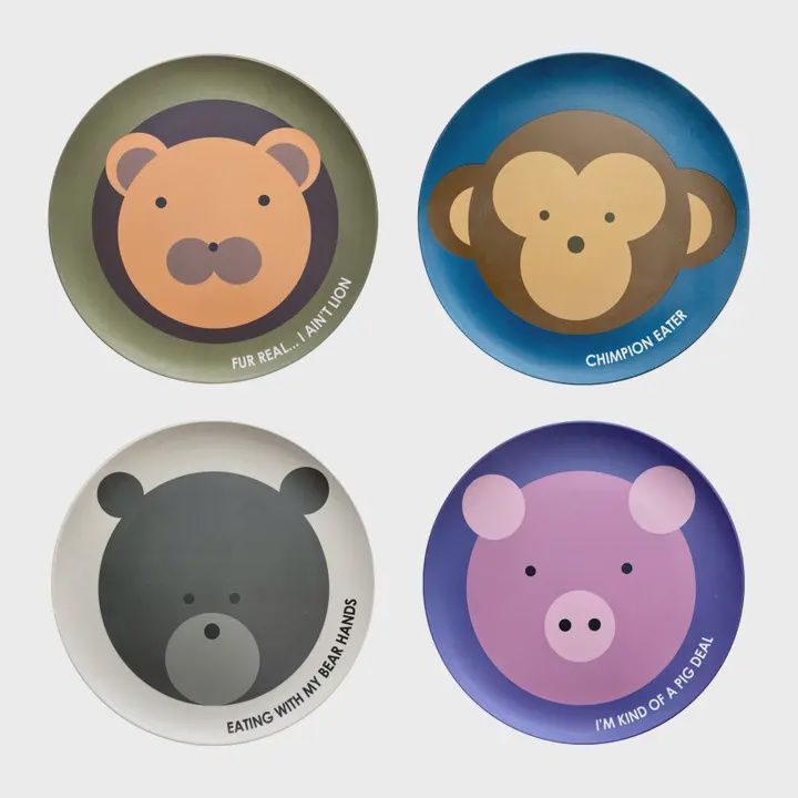 Kids Animal Bamboo Plates Assorted
