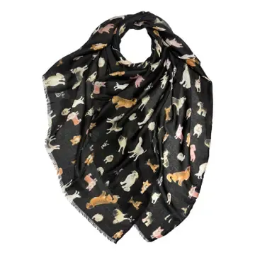 Dog Breed Lightweight Scarf Assorted, Colour: Black
