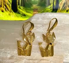 Gold Boxy Fox Earrings
