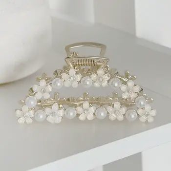 Flowers &amp; Pearls Claw Hair Clip