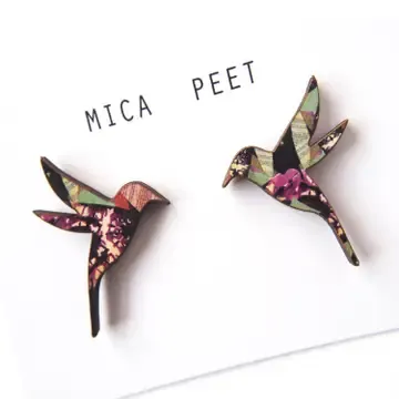MULTICOLOUR HUMMINGBIRD STUD EARRINGS