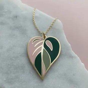PINK MONSTERA NECKLACE