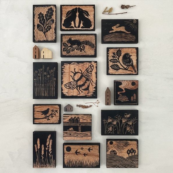 East Of India Carved Wooden Block Assorted