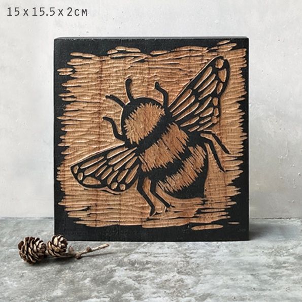 East Of India Carved Wooden Block Assorted, DESIGN: Bee