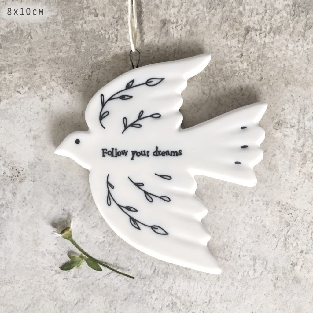 Porcelain Dove Hanger Follow Your Dreams