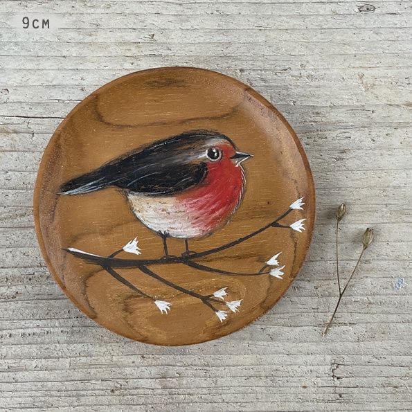 Wooden Painted Bird Dish Assorted