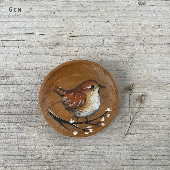 Wooden Painted Bird Dish Assorted, ANIMALS: Wren