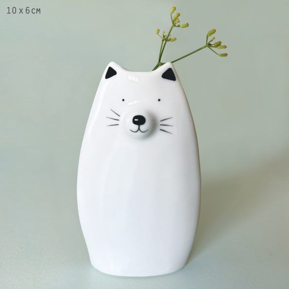 Porcelain Cat Shaped Vase