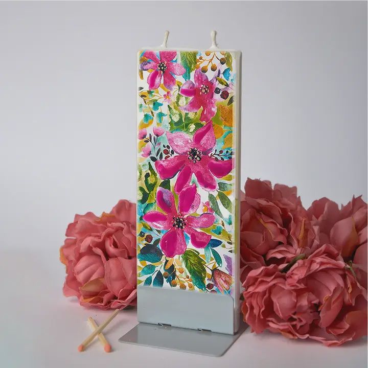 Flat Handmade Candle Assorted, DESIGN: Flowers &amp; Greenery
