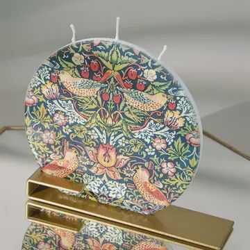 Flat Round Candle 6" Strawberry Thief