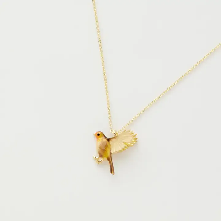 ENAMEL FLYING ROBIN NECKLACE