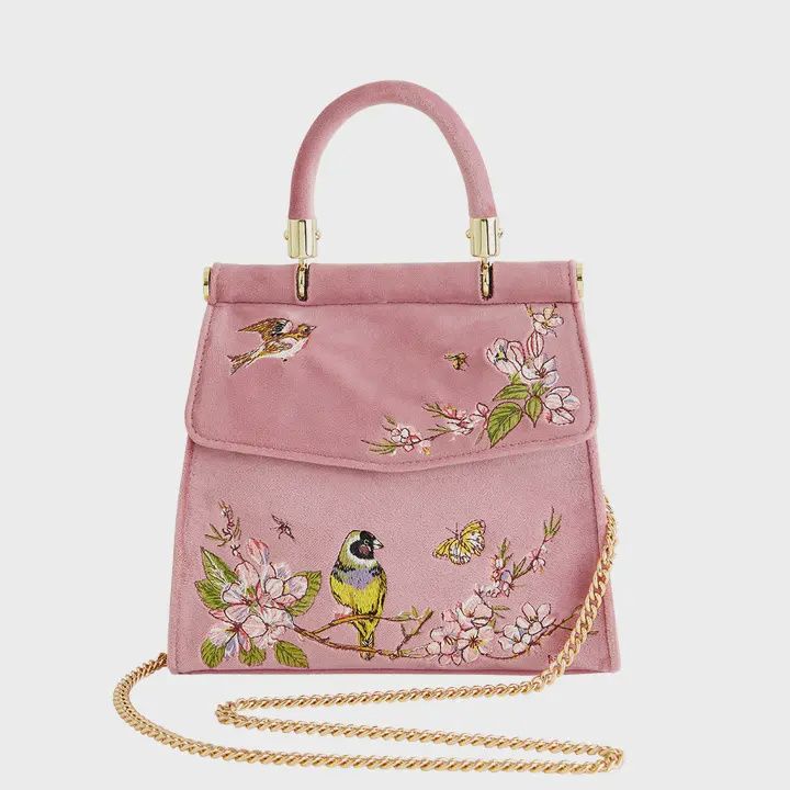 MORNING SONG BIRD EMBROIDERED MINI TOTE