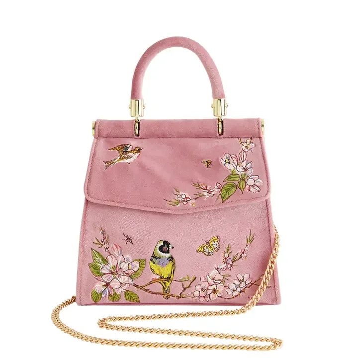 MORNING SONG BIRD EMBROIDERED MINI TOTE