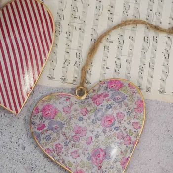 Hanging Metal Heart Meadow 10 cm