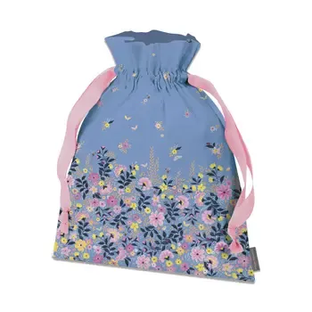 Sara Miller Reuseable Gift Bag Cotton Flowers Blue Lilac