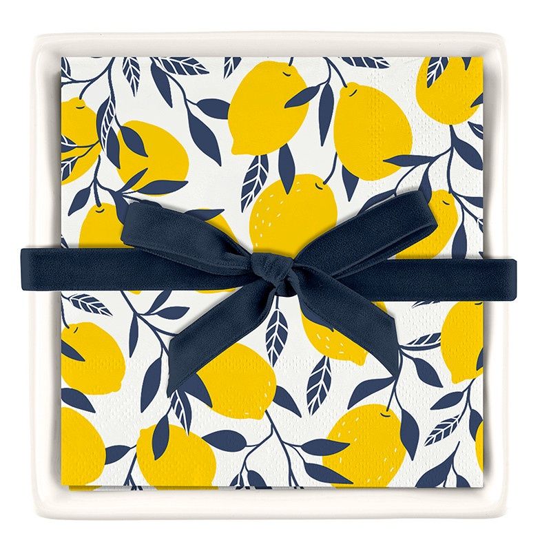 Ceramic Napkin Tray With Napkins