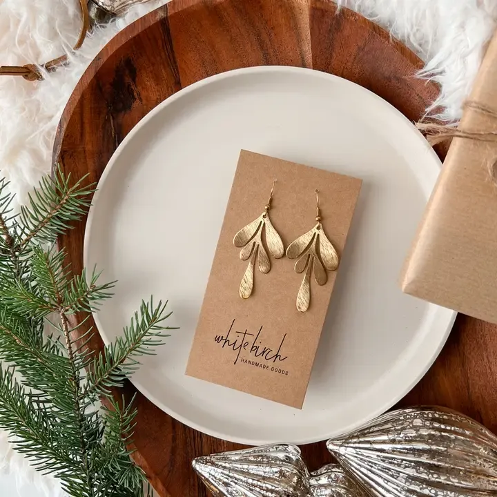 BRUSHED BRASS LEAF EARRINGS
