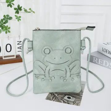 Memories Leather Green Frog Crossbody Purse