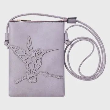 Memories Leather Lavender Hummingbird Crossbody Purse